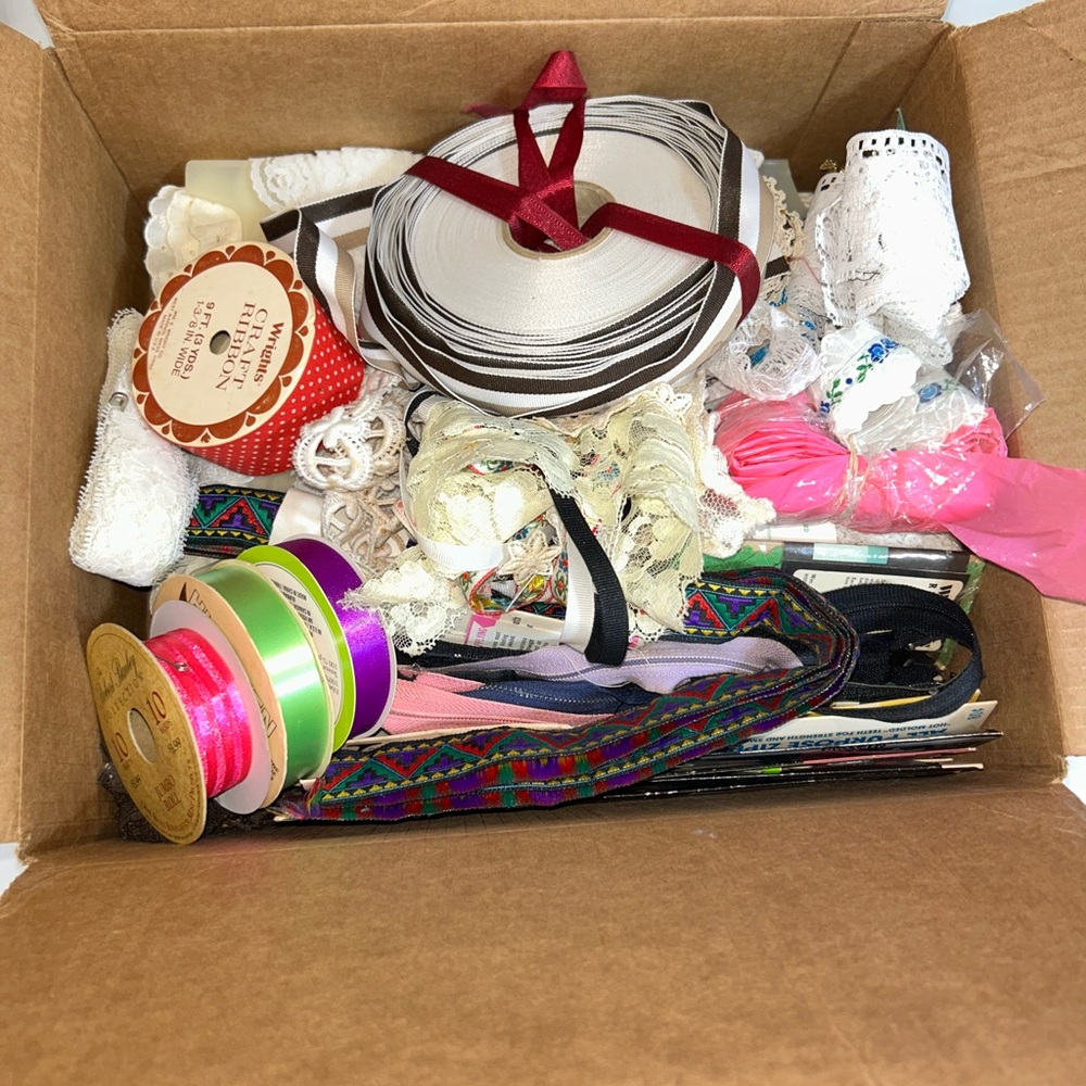 Assorted Craft Ribbon and Lace Bundle Vintage Sewing Supplies